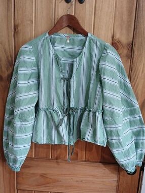 Free People Brunch Babe Tie Front Blouse - XS